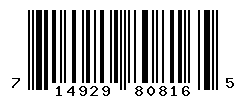 UPC barcode number 714929808165