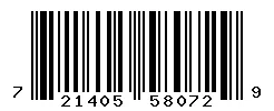 UPC barcode 721405580729