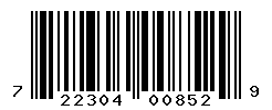 UPC barcode number 722304008529