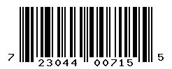 UPC barcode number 723044007155
