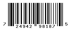 UPC barcode number 724942981875