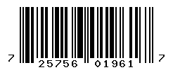 UPC barcode number 725756019617