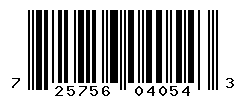 UPC barcode number 725756040543