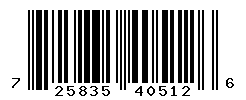 UPC barcode number 725835405126