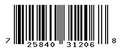 UPC barcode number 725840312068