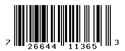 UPC barcode number 726644113653 lookup