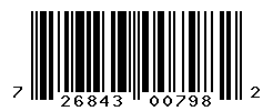 UPC barcode number 726843007982