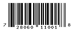 UPC barcode number 728060110018