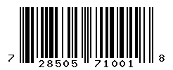 UPC barcode number 728505710018