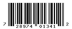 UPC barcode number 728974013412