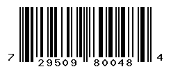 UPC barcode number 729509800484