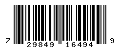 UPC barcode number 729849164949