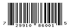 UPC barcode number 729910860015
