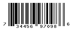 UPC barcode number 7344562970986