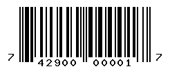 UPC barcode number 742900000017