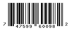 UPC barcode number 747599600982