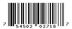 UPC barcode number 754502027187