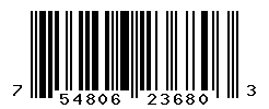 UPC barcode number 754806236803