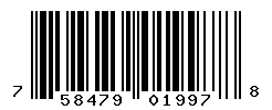 UPC barcode number 758479019978