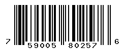 UPC barcode number 759005802576