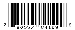 UPC barcode number 760557841999