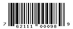 UPC barcode number 762111000989