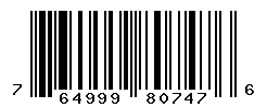 UPC barcode number 764999807476