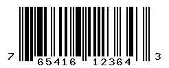 UPC barcode number 765416123643