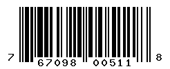 UPC barcode number 767098005118