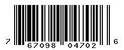 UPC barcode number 767098047026