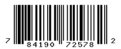 UPC barcode number 784190725782