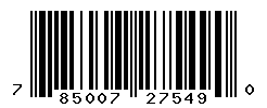 UPC barcode number 785007275490