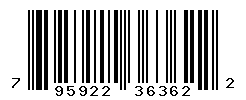 UPC barcode number 795922363622