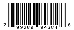 UPC barcode number 799289943848