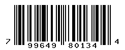 UPC barcode number 799649801344
