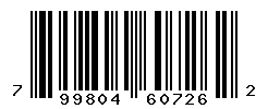 UPC barcode number 799804607262