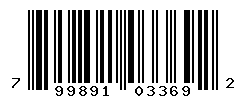 UPC barcode number 799891033692