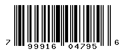UPC barcode number 799916047956