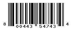 UPC barcode number 800443547434