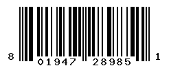 UPC barcode number 801947289851