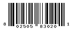 UPC barcode number 802505830201