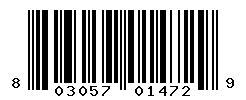 UPC barcode number 803057014729