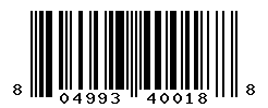UPC barcode number 804993400188