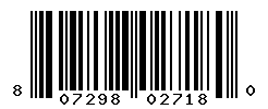 UPC barcode number 807298027180