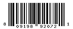 UPC barcode number 809198920721