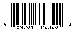 UPC barcode number 809301893904