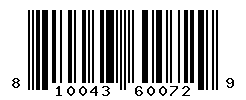 UPC barcode number 810043600729