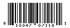 UPC barcode number 810047071181