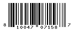 UPC barcode number 810047071587