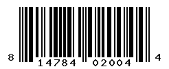UPC barcode number 814784020044